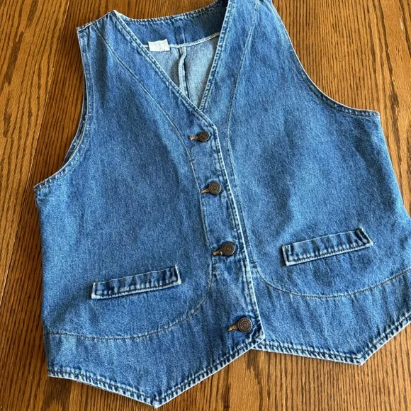 Vintage Lee Denim Vest Women’s Size L Western Coastal Cowgirl 90s Mom Made USA - Picture 3 of 8